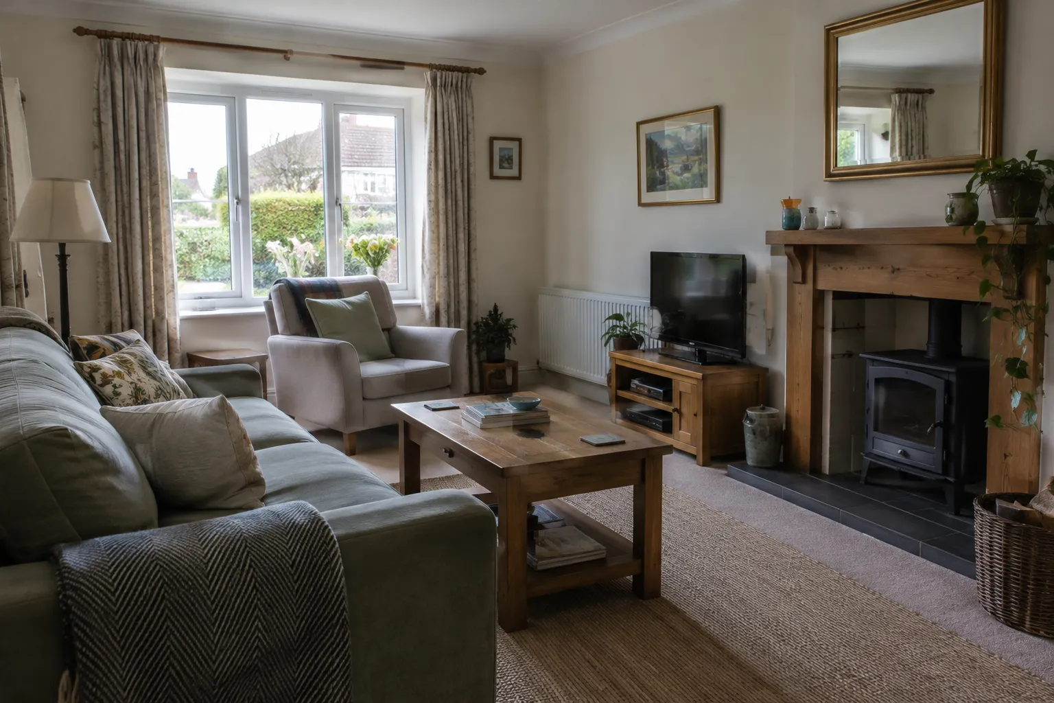 A warm, cosy British living room